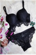 	set of black lace underwear	