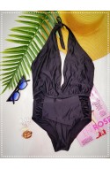 	one-piece swimsuit black with light V	