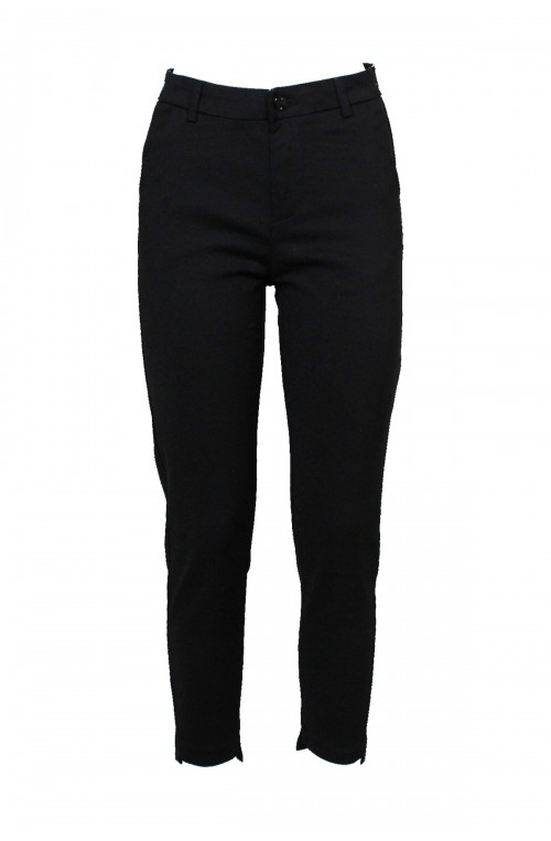 	black high-waisted fabric pants	