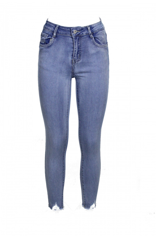 	high-waisted skinny jeans with razor blade	