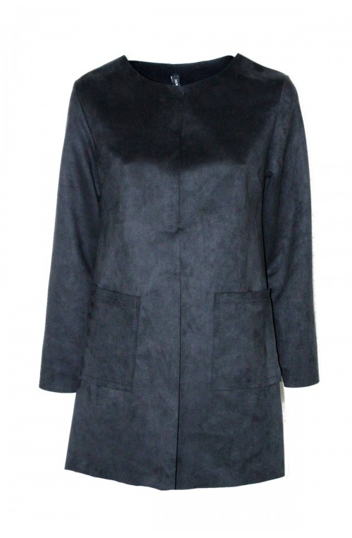 	suede coat straight line without collar	