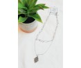 female double neck steel necklace