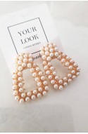 	female square earrings hanging with pearls	