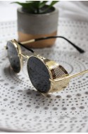γυναικεία γυαλιά ηλίου στρογγυλά μαύρο χρυσό