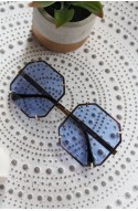 	Large blue square sunglasses	