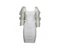λευκό φόρεμα με διάφανο φουσκωτό πουά μανίκι