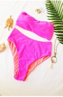 	strapless bikini swimsuit high-waisted neon	
