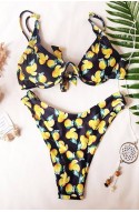 	high-waisted bikini swimsuit with fruit	