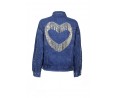 	women's jean jacket oversize with rhinestones fringed heart	