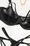 sexy σετ εσώρουχα σατέν δαντέλα μαύρο