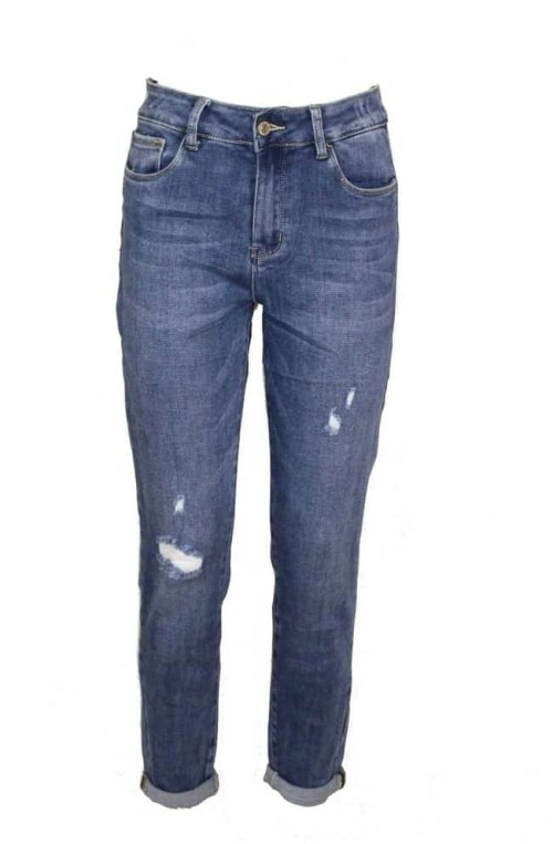 	women's high-waisted jeans with tear plus size	
