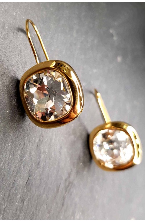	women's earrings hanging with rhinestones square	