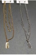 	Women's ID Necklace Double Stainless Steel Chain	
