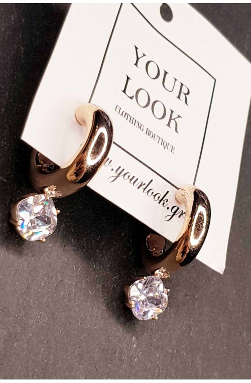 γυναικεία σκουλαρίκια κρίκοι καρφωτά με στρας