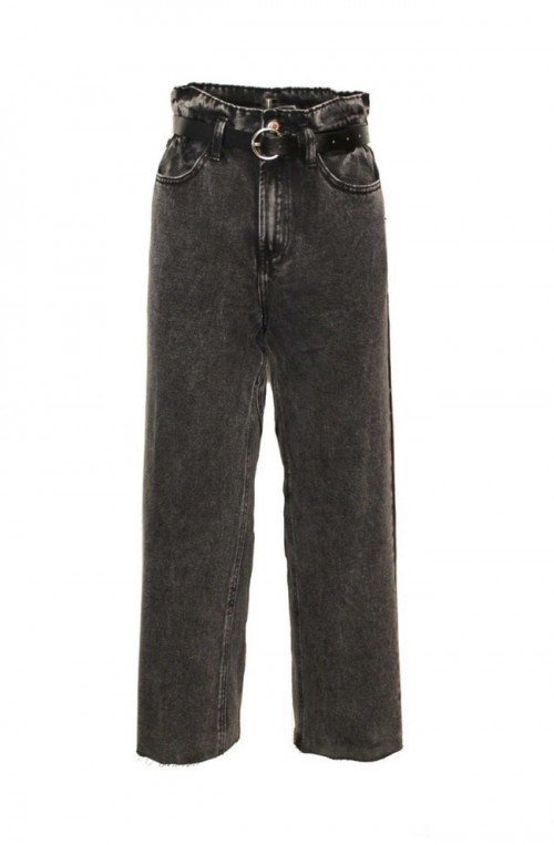 γυναικείο τζιν παντελόνι ψηλόμεσο αστράγαλου με ζώνη μαύρο