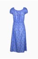 γυναικείο φλοράλ γαλάζιο midi φόρεμα με σκίσιμο