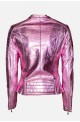 γυναικείο μπουφάν δερματίνη ροζ μεταλιζέ με φερμουάρ