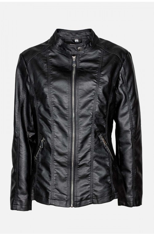 leather jacket μαύρο plush size