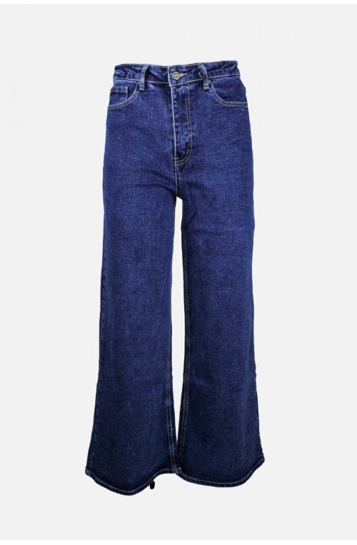 	women's high waist blue jeans wide line	