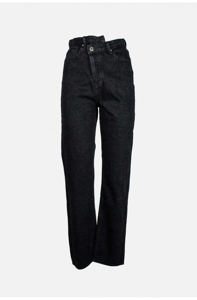 γυναικείο μαύρο τζιν παντελόνι ψηλόμεσο ίσια γραμμή