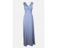 γυναικείο γαλάζιο φόρεμα με σκίσιμο για γάμο βάφτιση maxi με φαρδιά τιράντα