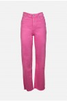 	women's high-waisted pink jeans in a straight line	