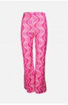γυναικείο ελαστικό παντελόνι ροζ καμπάνα με σχέδια