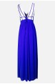 Women's formal long muslin dress with open back and v bodice with embroidery