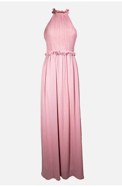 	women's formal dress long closed at the neck	