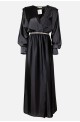 women's formal long satin dress with sleeves