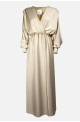 women's formal long satin dress with sleeves