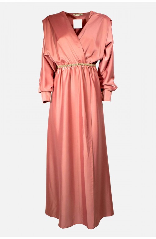 women&#039;s formal long satin dress with sleeves