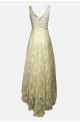 νυφικό φόρεμα μπεζ δαντέλα άλφα γραμμή