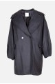 μακριά Jacket γυναικεία παλτό με φουσκωτά μανίκια σε μαύρο χρώμα