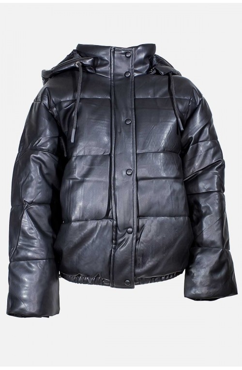 	Women's jacket with eco leather hood	