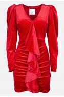 γυναικείο κόκκινο βελούδο μίνι φόρεμα
