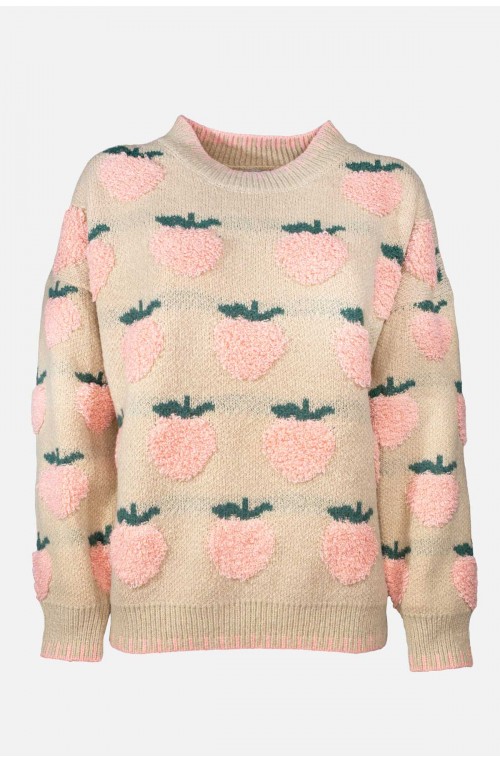 γυναικείο πουλόβερ με φράουλες