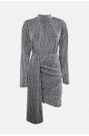 γυναικείο μίνι μεταλιζέ φόρεμα ζιβάγκο με μακρύ μανίκι