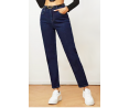 γυναικείο μπλε σκούρο παντελόνι jean ίσια γραμμή με ζώνη plush size
