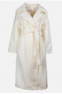 Γυναικείο άσπρο μακρύ παλτό με ζώνη