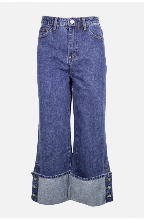 Γυναικεία ψηλόμεσα τζιν παντελόνια με γύρισμα