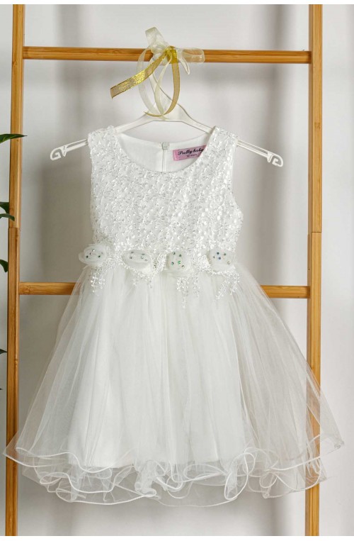 παιδικό βαφτιστικό φόρεμα λευκό τούλινο