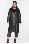Μαύρο γυναικείο παλτό μουτόν μακρύ, minimal σχεδιασμό και premium γούνα, για casual ή επίσημες εμφανίσεις εξαιρετική ποιότητα