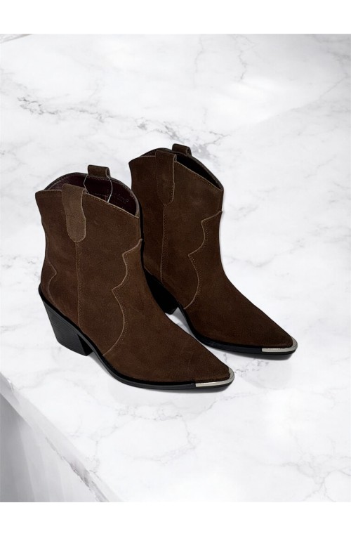 western μποτάκια suede τακούνι