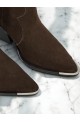 Καφέ western μποτάκια suede τακούνι