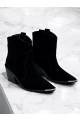 Καφέ western μποτάκια suede τακούνι