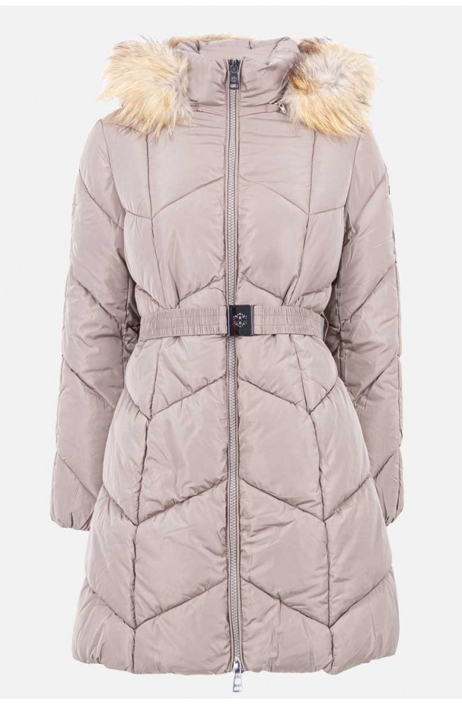 Γυναικείο μπουφάν με κουκούλα και ζώνη