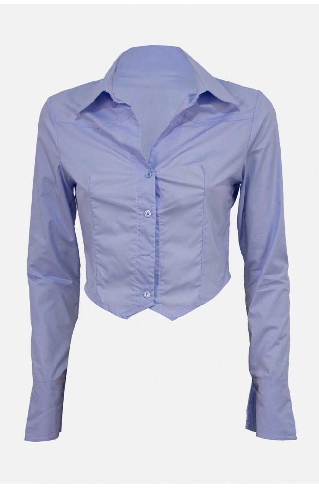 Γυναικείο γαλάζιο πουκάμισο crop top