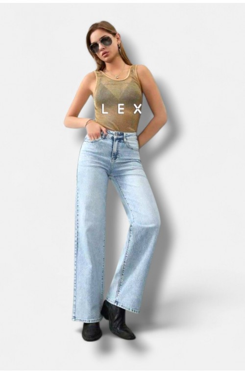 Γυναικείο τζιν παντελόνι με στρας στην τσέπη