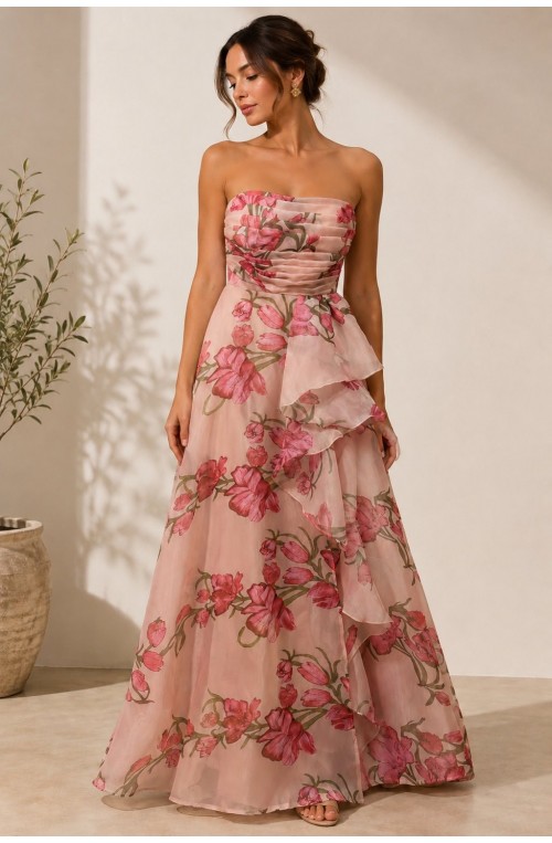 Floral στράπλες τουαλέτα